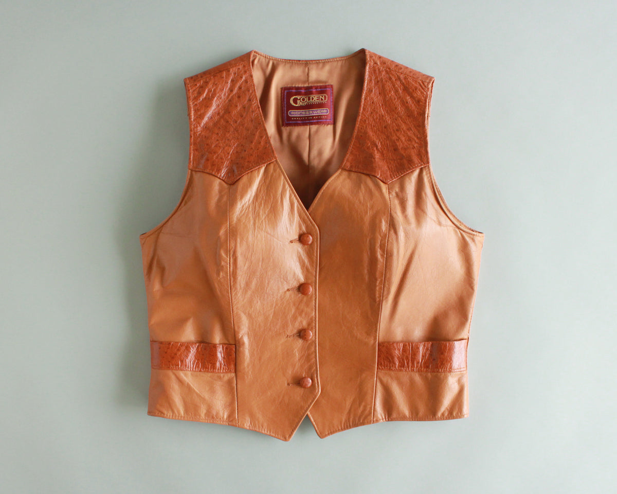 Ostrich Leather Western Vest Women s Large High Desert