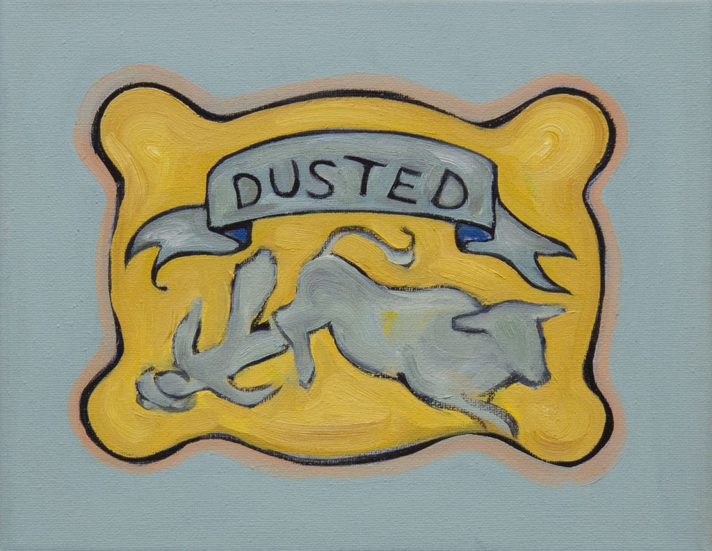 Dusted - Bull riding failure buckle painting by Gina Teichert