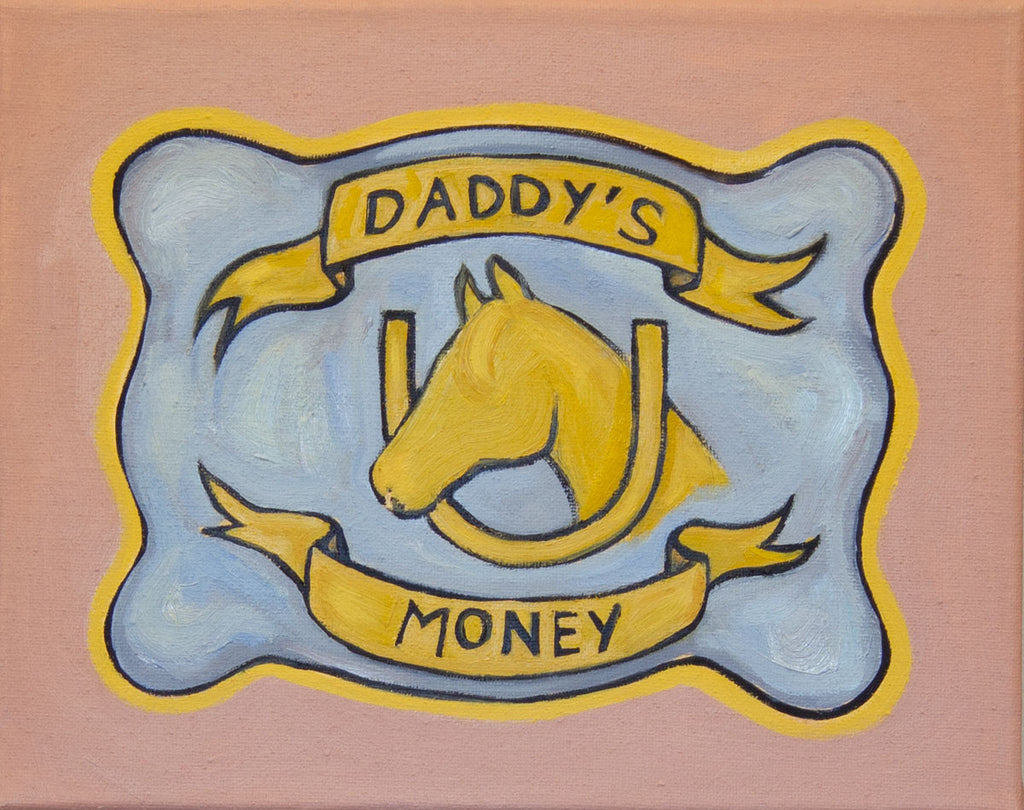 Daddy's Money - funny belt buckle painting by Gina Teichert