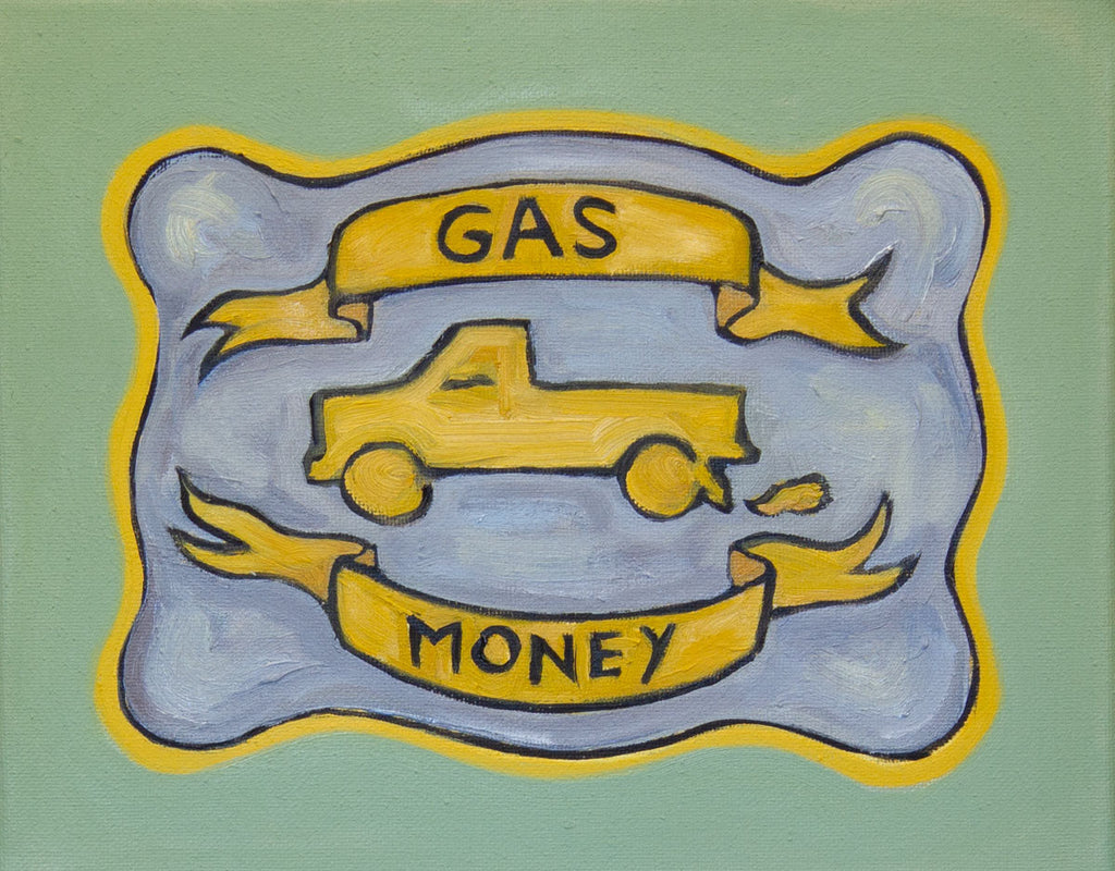 Gad Money - Champion hay burner - funny belt buckle painting by Gina Teichert