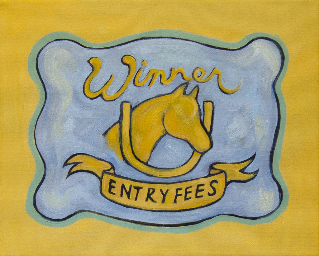 Winner, entry fees - Champion hay burner - funny belt buckle painting by Gina Teichert
