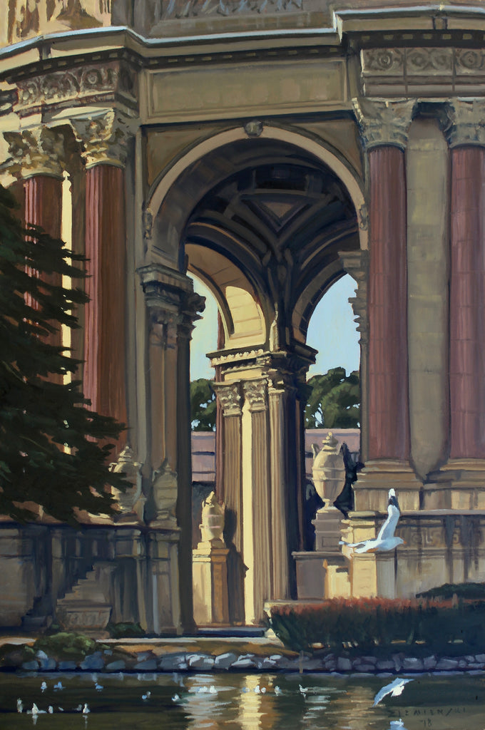 Original oil painting of the Palace of Fine Arts in San Francisco by Dennis Ziemienski
