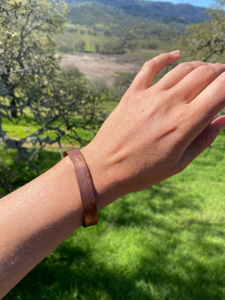 Solid copper cuff for a large wrist