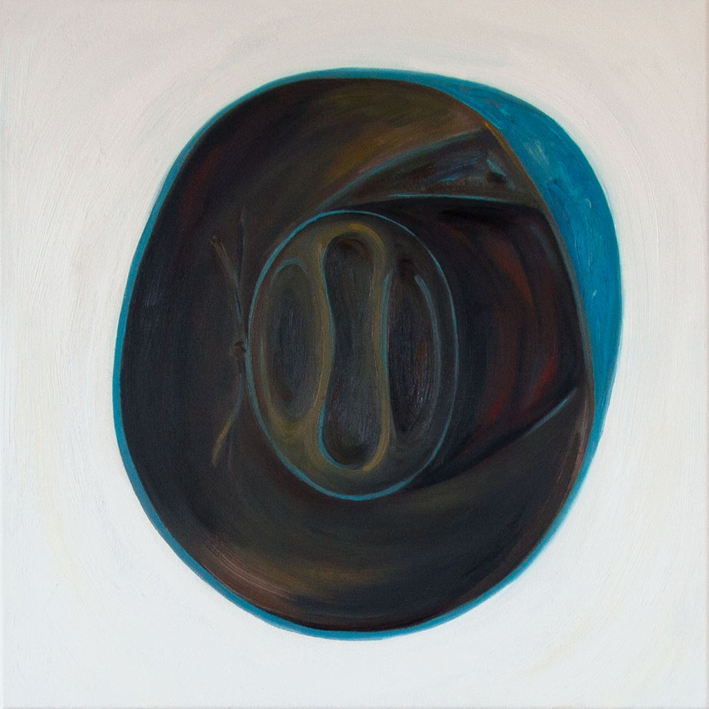 Painting of a black Stetson on a white background
