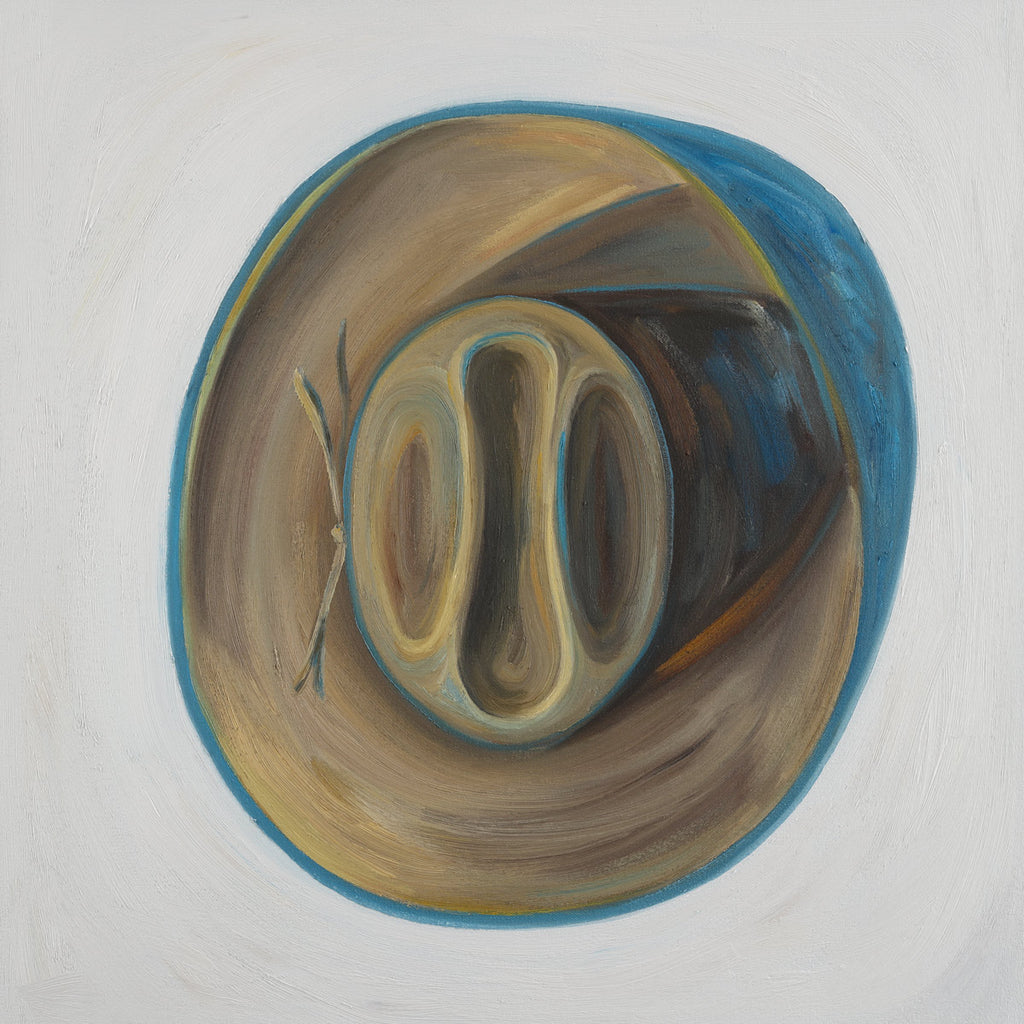 Painting of a Stetson cowboy hat on a white background
