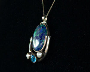 Sterling silver and azurite necklace