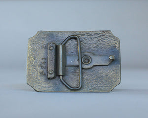 Vintage brass duck belt buckle back
