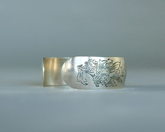 Sterling silver cuff with embossed flowers