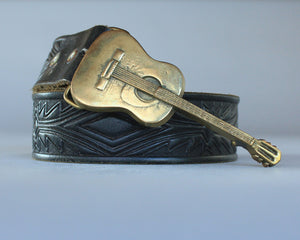 Solid brass guitar belt buckle