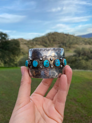 Heavy Sterling Silver Navajo Turquoise Cuff