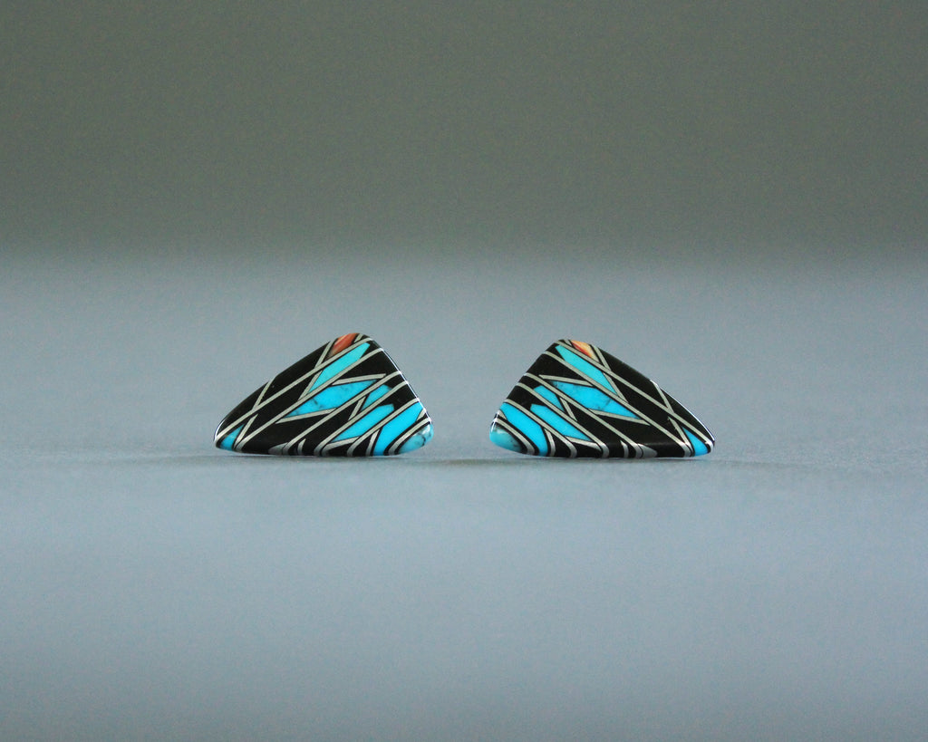 Turquoise and black channel inlay earrings 
