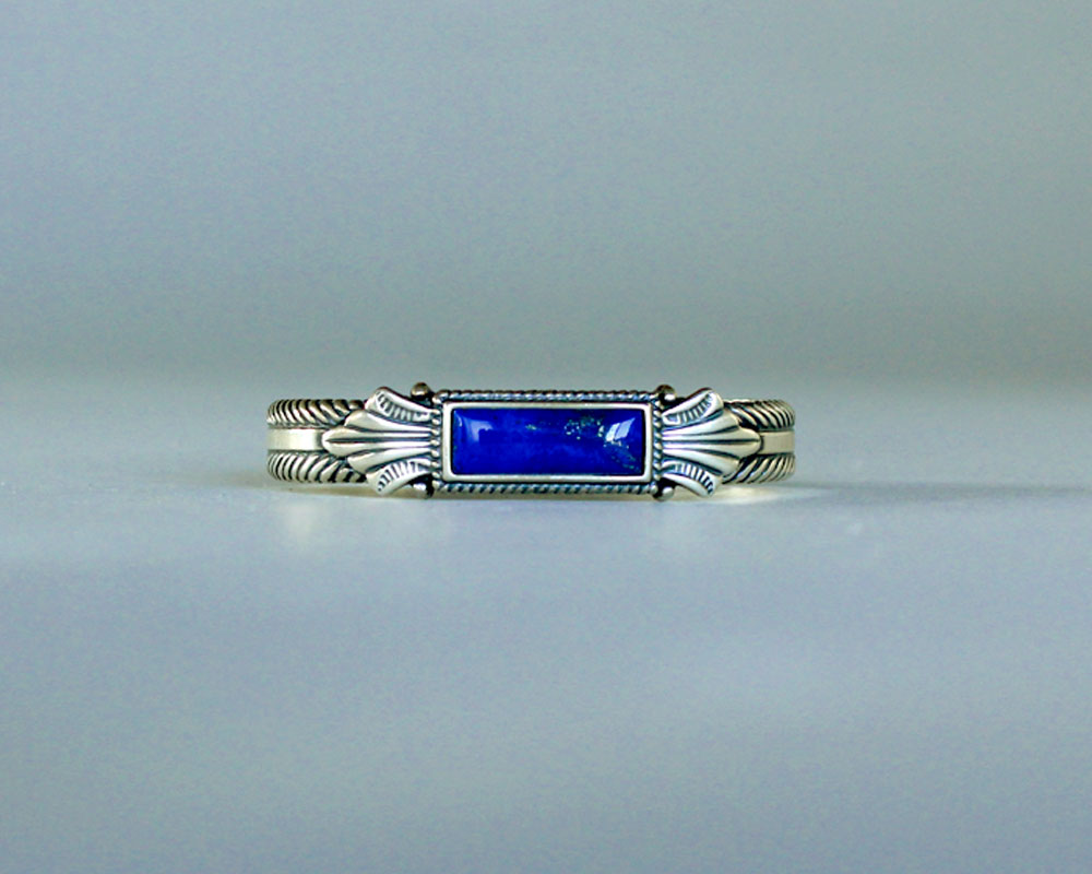 Lapis lazuli western bracelet stamped