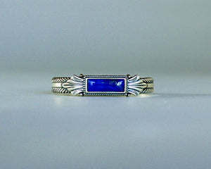 Lapis lazuli western bracelet stamped