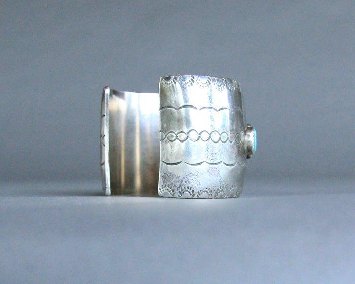 Stamped silver cuff Native American