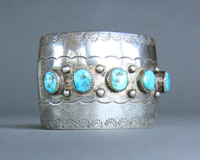 Old pawn Navajo cuff turquoise and silver