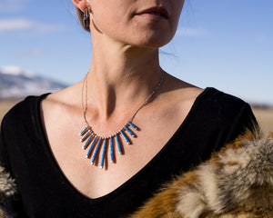 Bright blue opal fan necklace Navajo