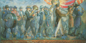 Beesley Pioneer Band patriotic painting by Minerva Teichert.  Prints for sale at High Desert Dry Goods