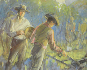 First plowing pastoral painting by Minerva Teichert prints for sale at High Desert Dry Goods