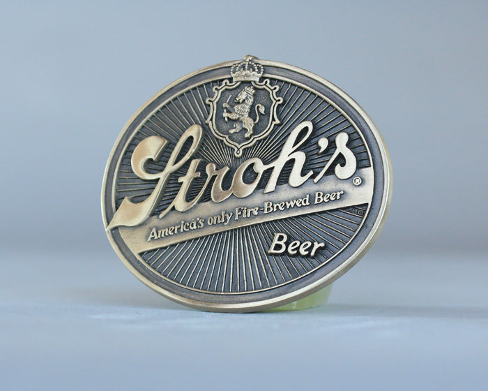 Stroh's Beer belt buckle brass