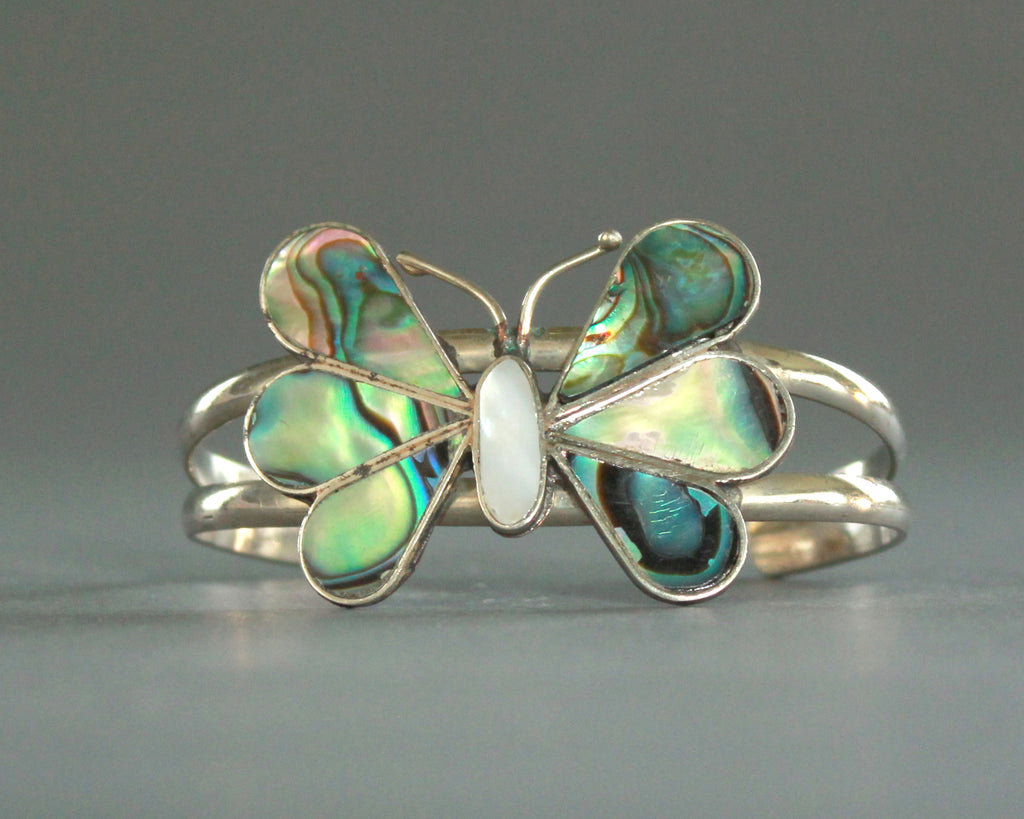 Abalone butterfly bracelet handmade in Mexico