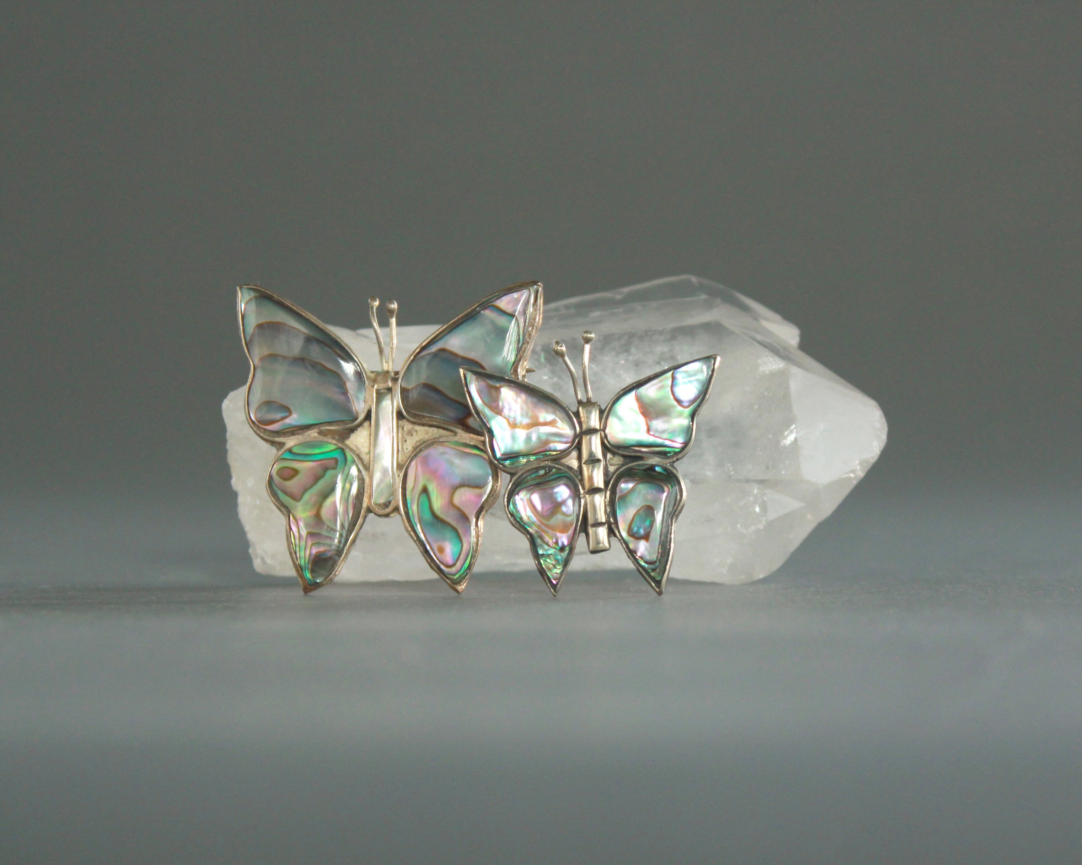 vintage Mexican abalone butterfly brooch 