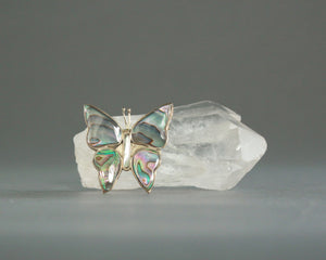 vintage Mexican abalone butterfly brooch 