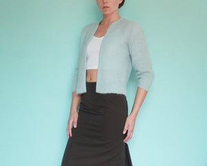 Vintage pale blue mohair cardigan women's small 