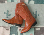 vintage orange alligator cowboy boots mens size 8 