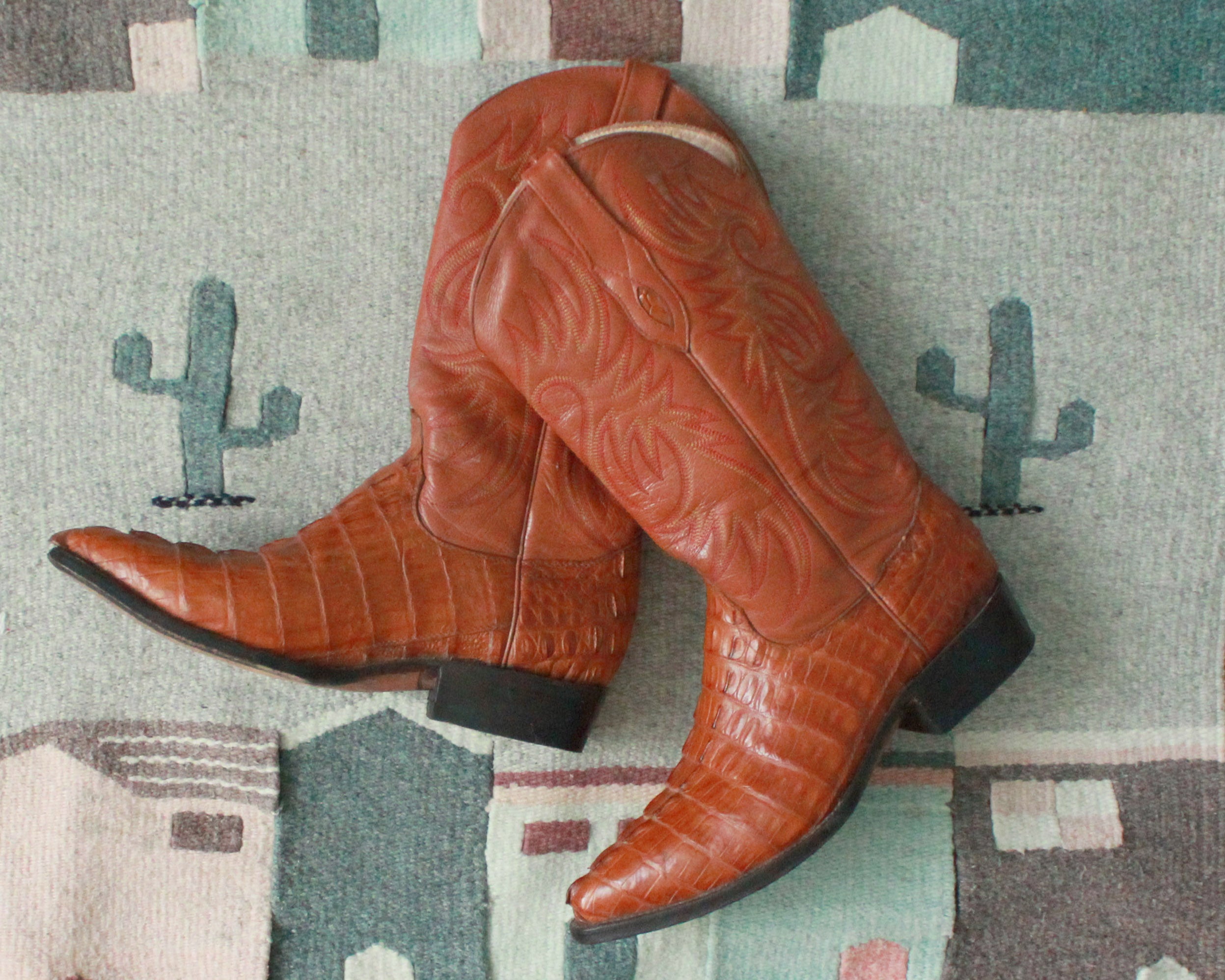 Alligator Cowboy Boots in Rusty Orange