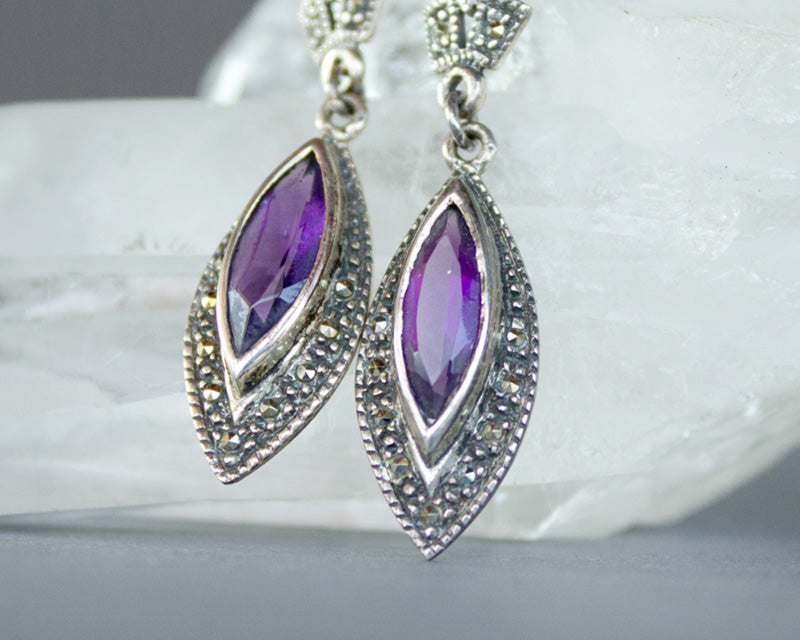 Faceted amethyst sterling silver earrings
