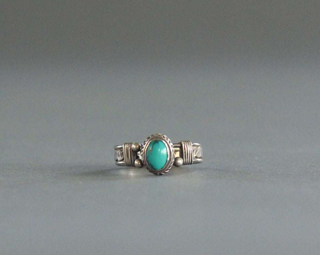 boho sterling silver and turquoise handmade ring size 7