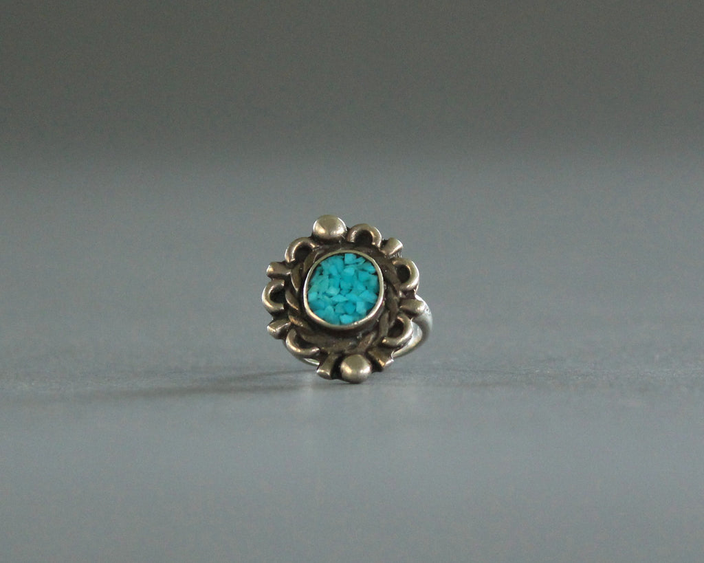 Chip Inlay Turquoise Pinky Ring – High Desert