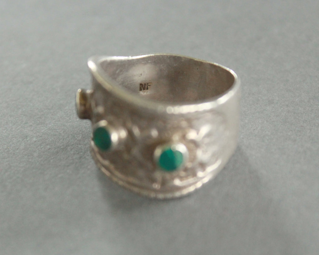 malachite and sterling silver wave ring