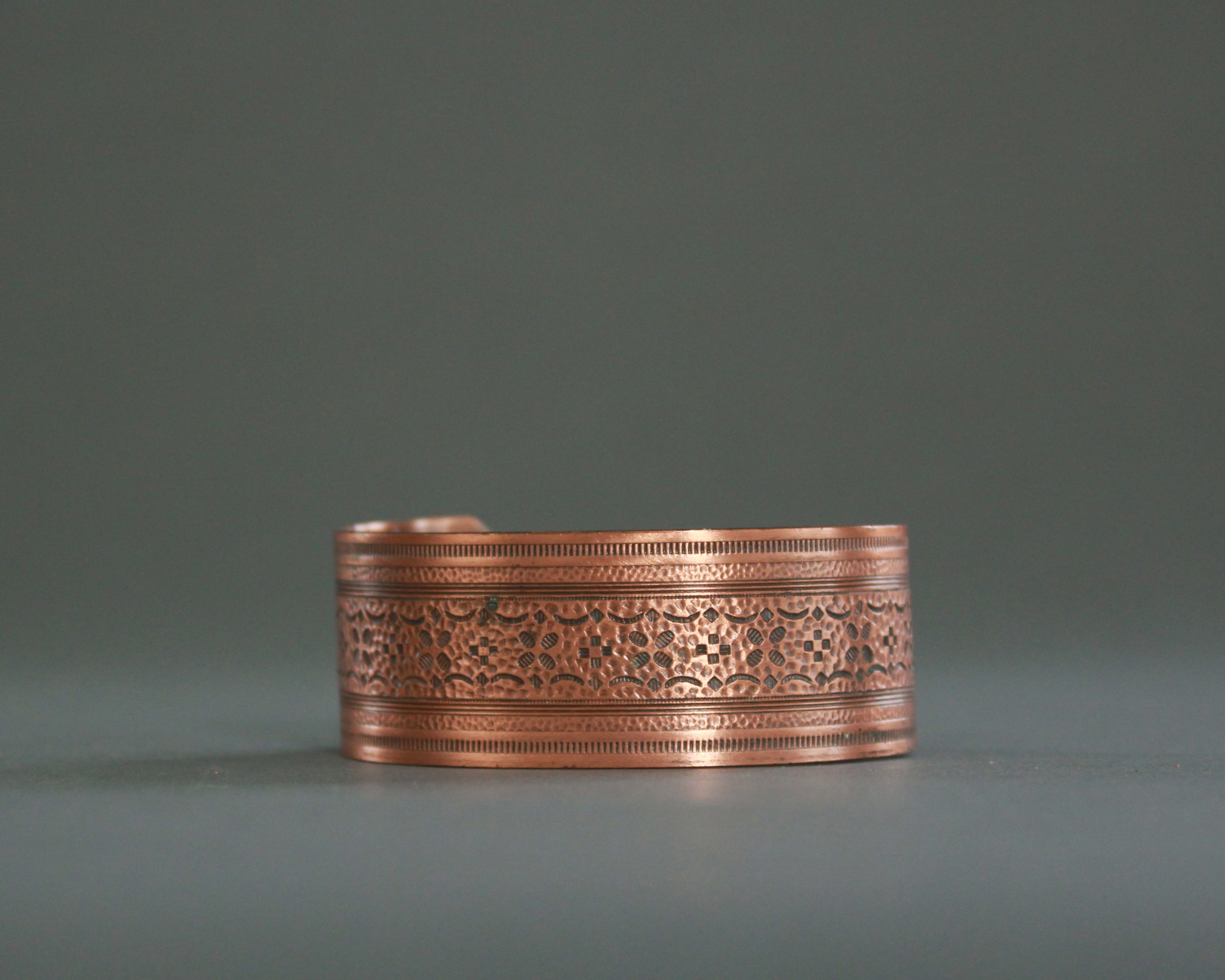 Textured solid copper bracelet 
