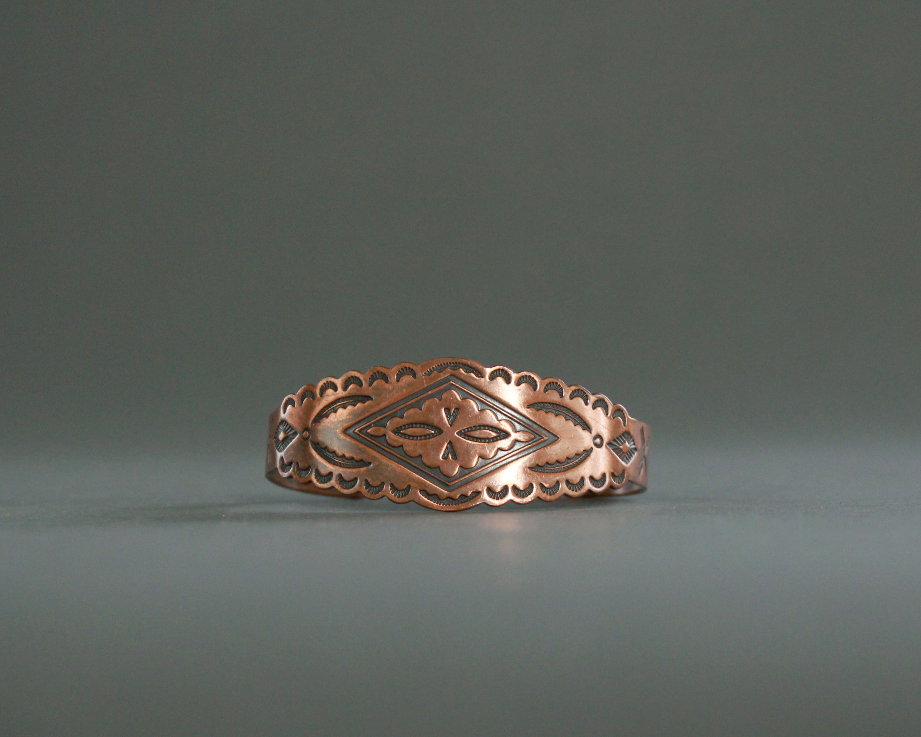 Solid copper bracelet with Southwest stamping
