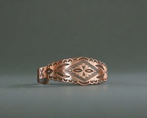 Solid copper bracelet with Southwest stamping