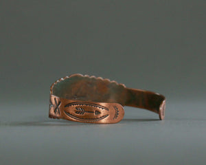 Solid copper bracelet with Southwest stamping