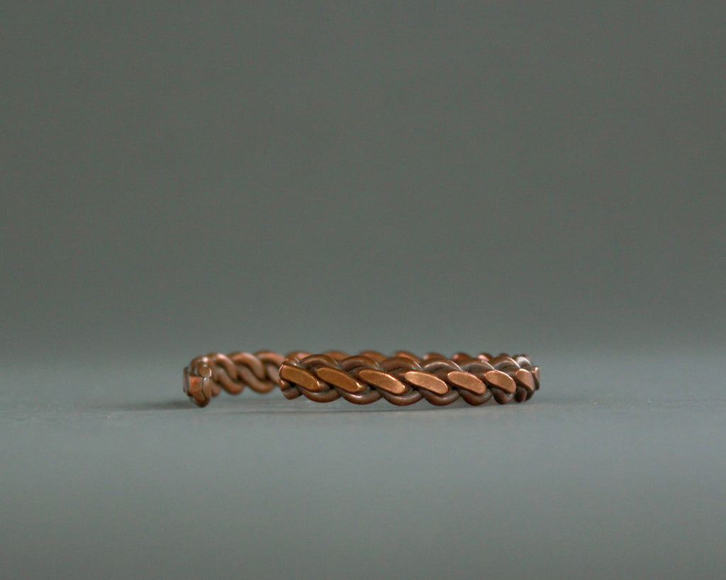 Large copper bracelet made from flattened chain