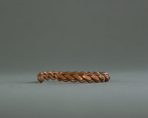 Large copper bracelet made from flattened chain