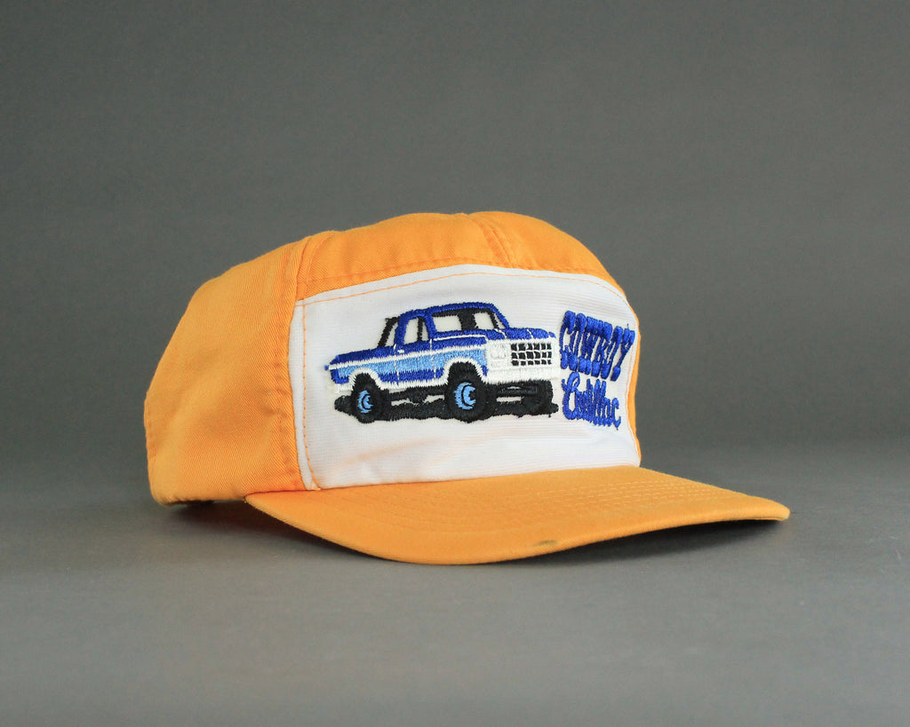 Cowboy Cadillac vintage 80's trucker hat in yellow 