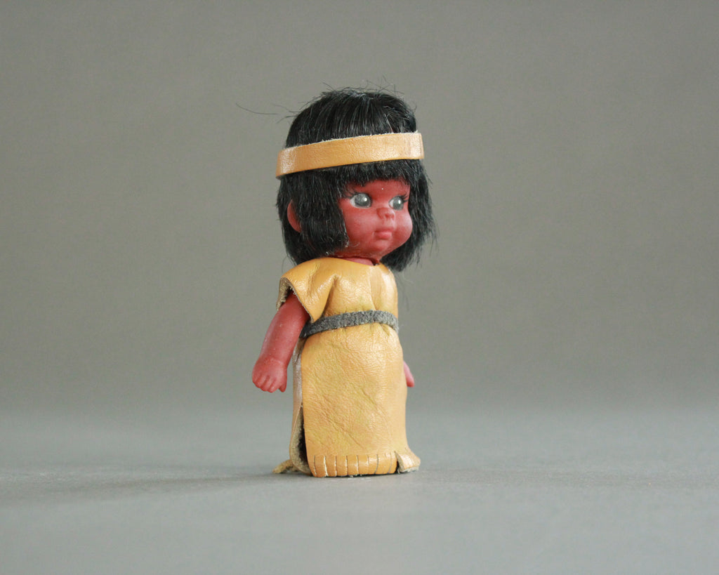 50s Carlson Indian doll with real leather dress 