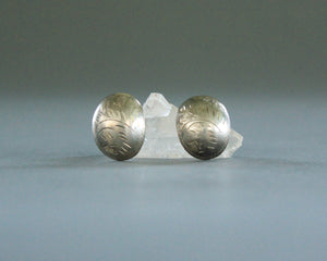 Engraved silver concho earrings