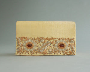 Vintage gold beaded handbag with long strap 