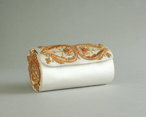 Vintage gold and white embroidered evening bag 
