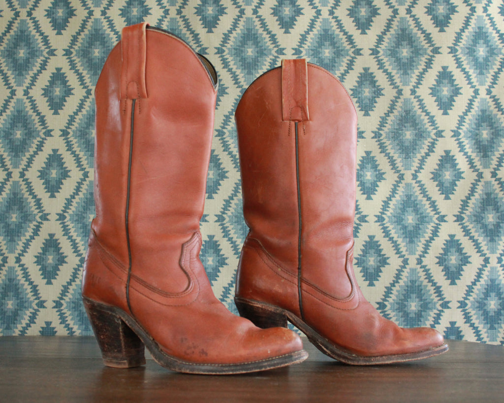 vintage heeled frye boots women's size 6 1/2