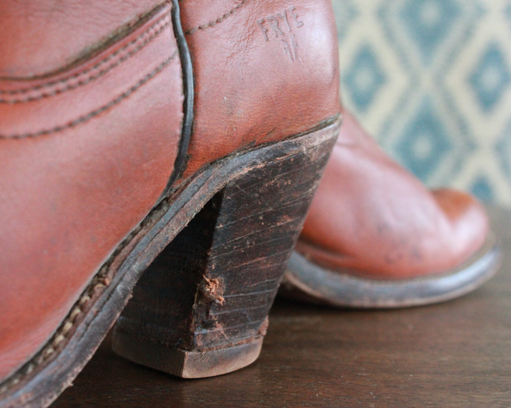 vintage heeled frye boots women's size 6 1/2