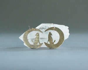 crescent moon and howling wolf earrings
