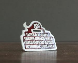 vintage dirty joke belt buckle red enamel 