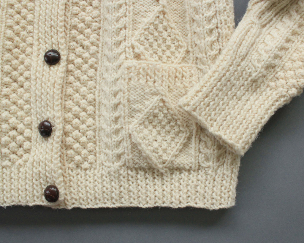 Hand knit Irish wool high neck cardigan women's medium 