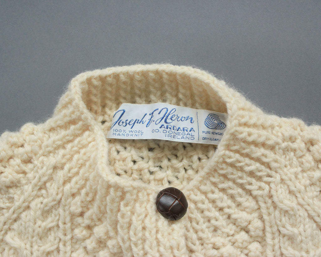 Hand knit Irish wool high neck cardigan women's medium 